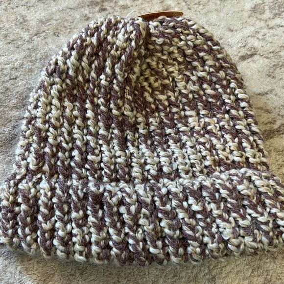 Cozy Knit Kids Beanie - handmade Brown and Cream - Picture 3 of 3